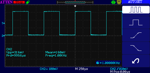 Atten ADS1102CML Autoset of 1kHz signal